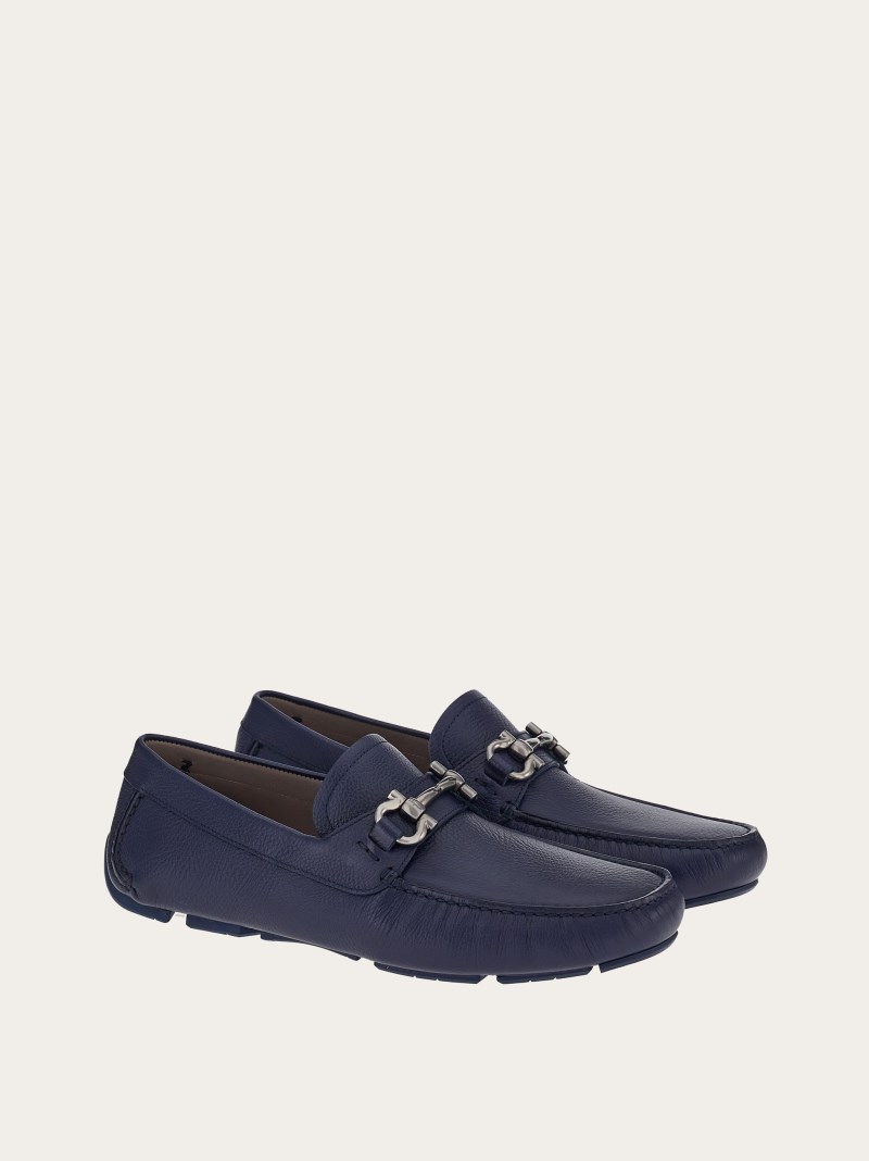 Ferragamo | Men's Driver With Gancini Ornament - Marine Blue