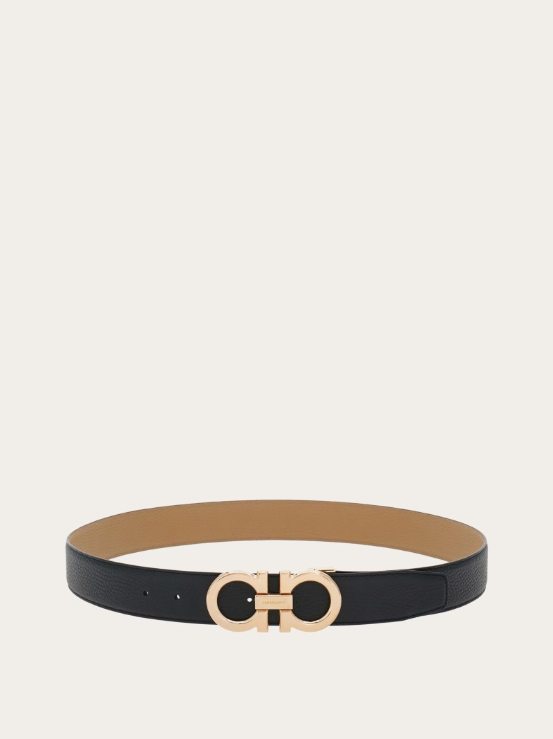 Ferragamo | Men's Reversible And Adjustable Gancini Belt - Beige/Black