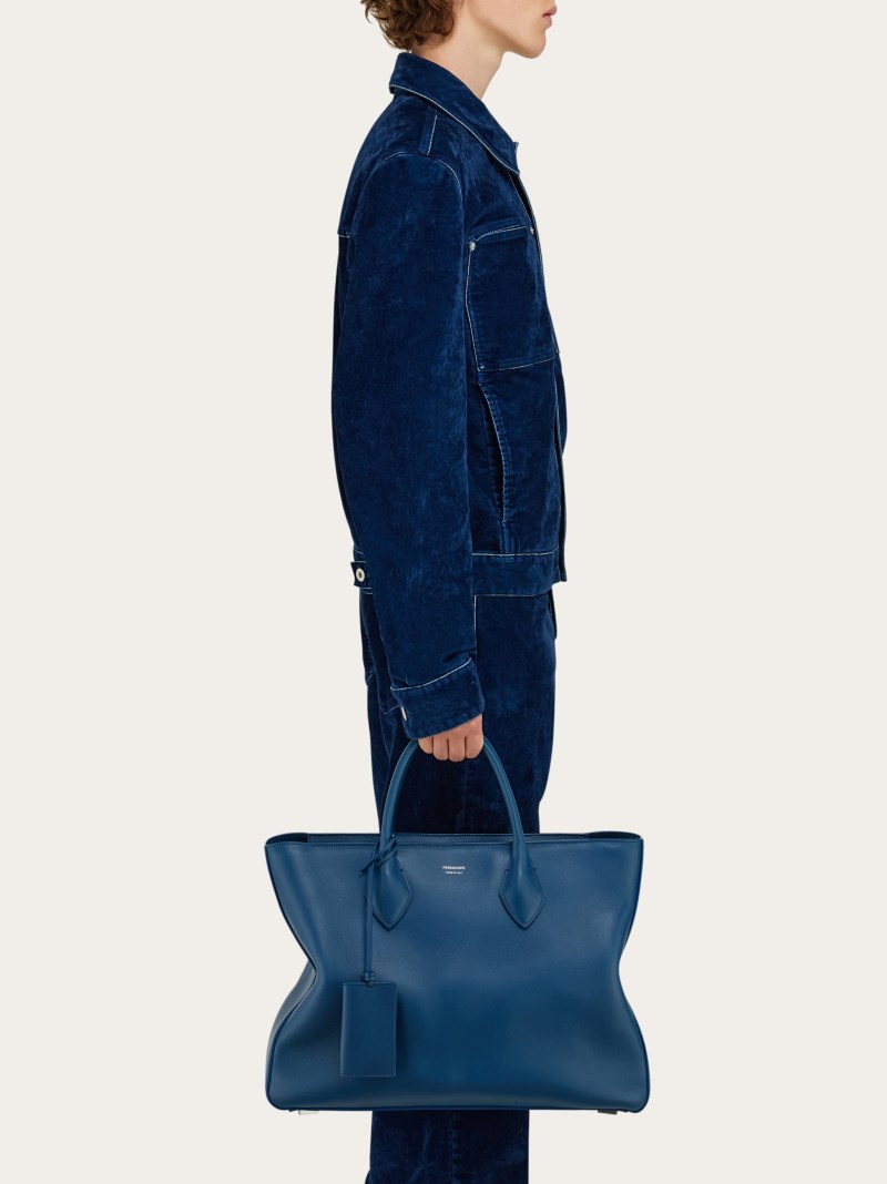 Ferragamo | Men's Tote Bag - Teal Blue
