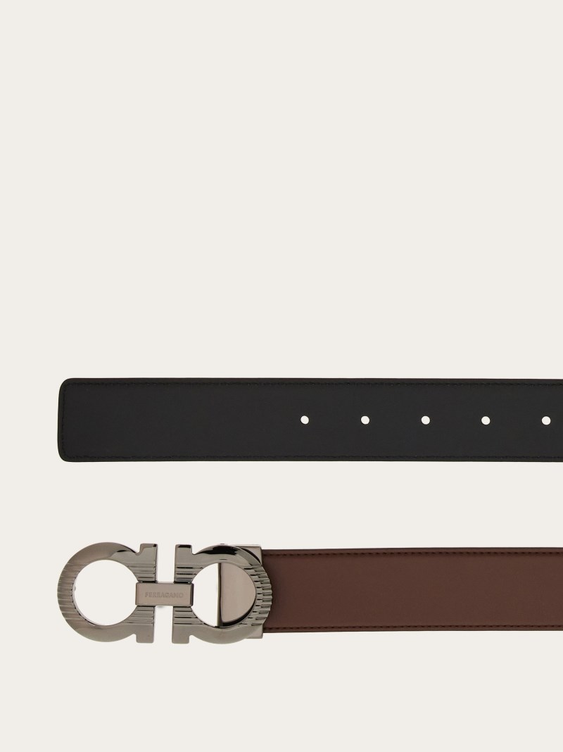 Ferragamo | Men's Reversible And Adjustable Gancini Belt - Midnight Blue/Black