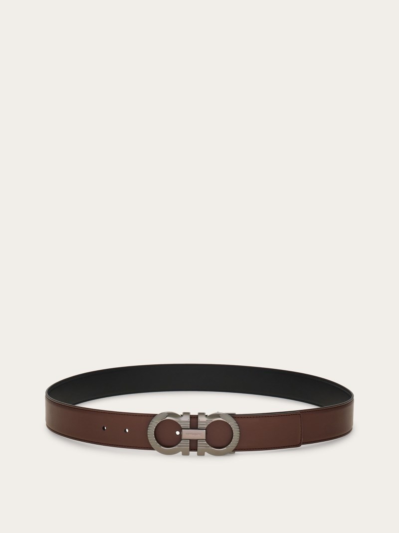 Ferragamo | Men's Reversible And Adjustable Gancini Belt - Midnight Blue/Black