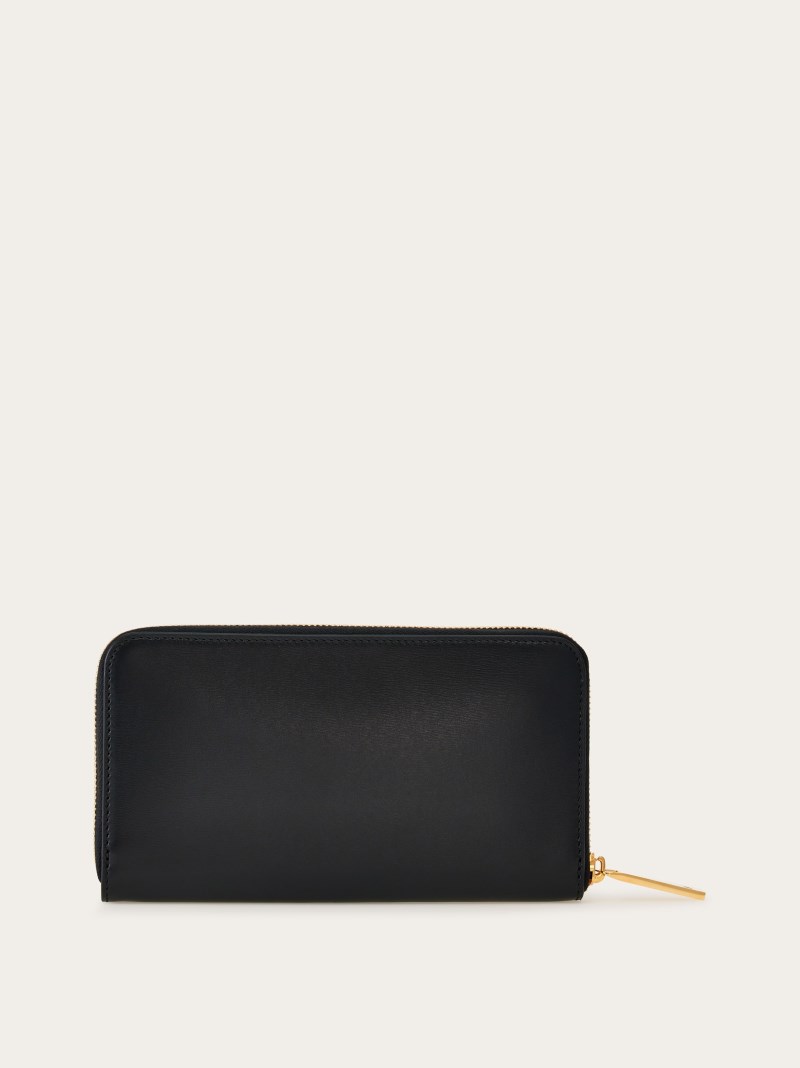 Ferragamo | Women's Gancini Continental Wallet - Black/Flame Red