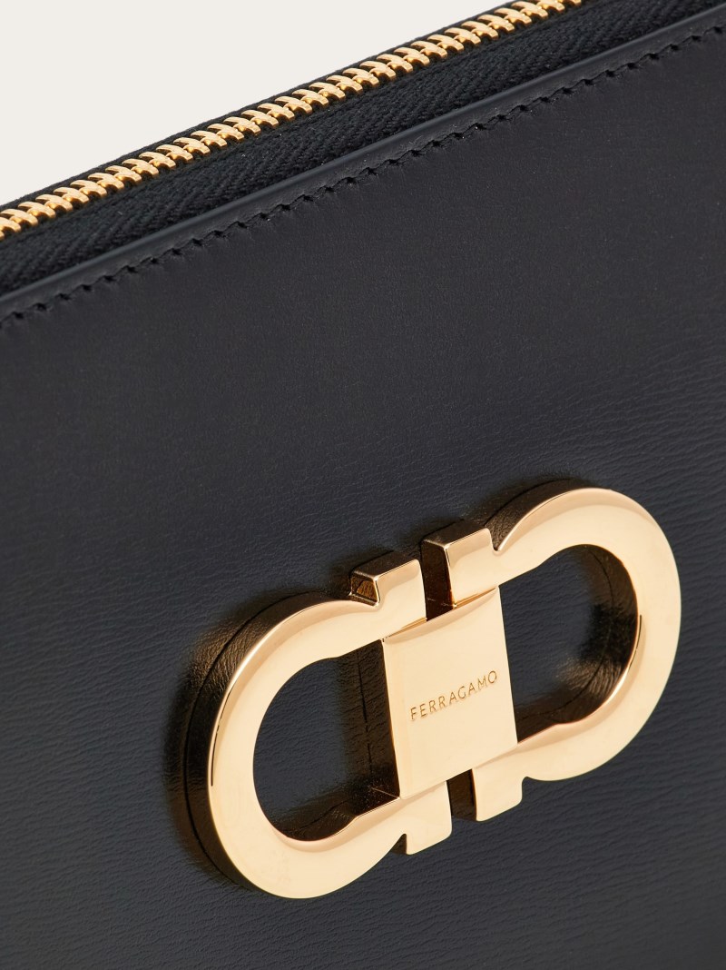Ferragamo | Women's Gancini Continental Wallet - Black/Flame Red