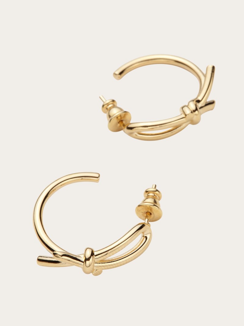 Ferragamo | Women's Slim Earrings With Asymmetric Bow - Gold
