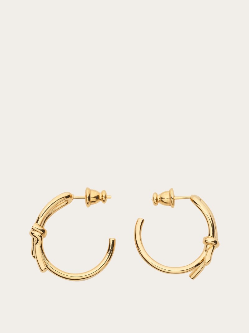Ferragamo | Women's Slim Earrings With Asymmetric Bow - Gold