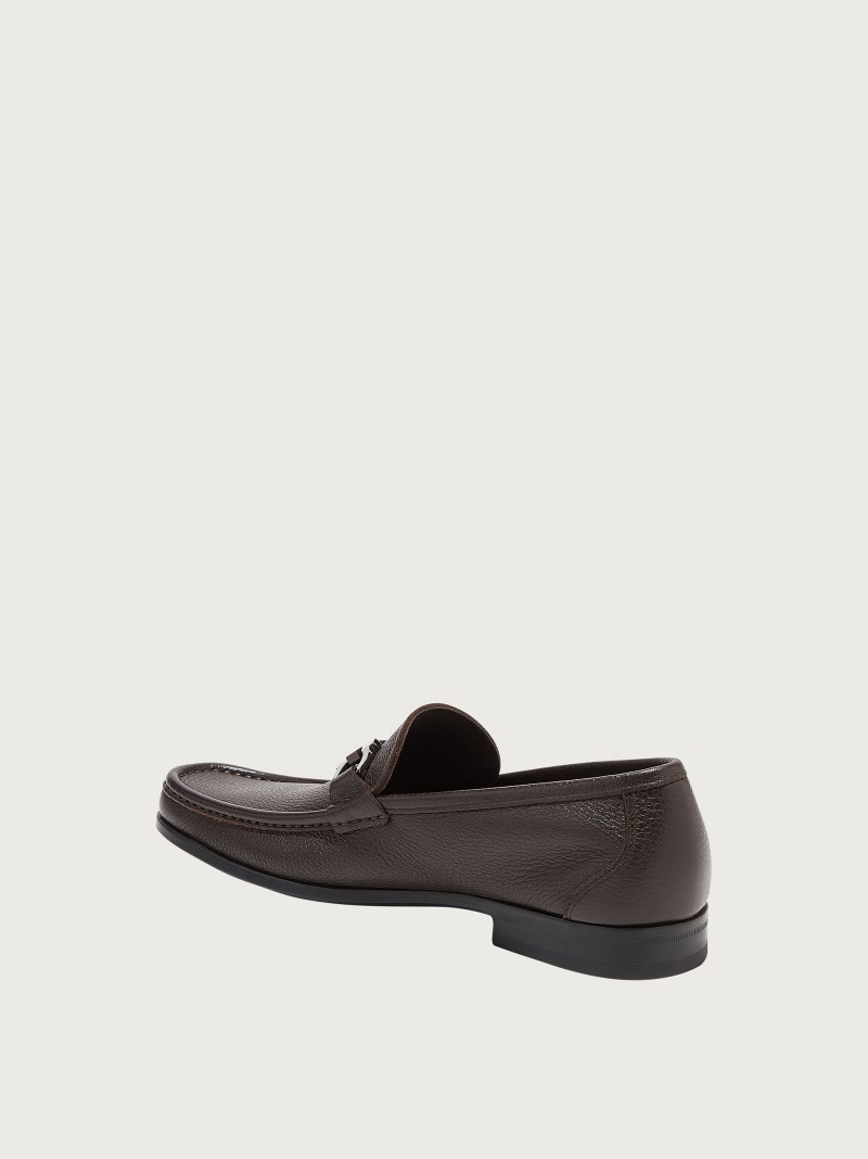Ferragamo | Men's Moccasin With Gancini Ornament - Dark Brown