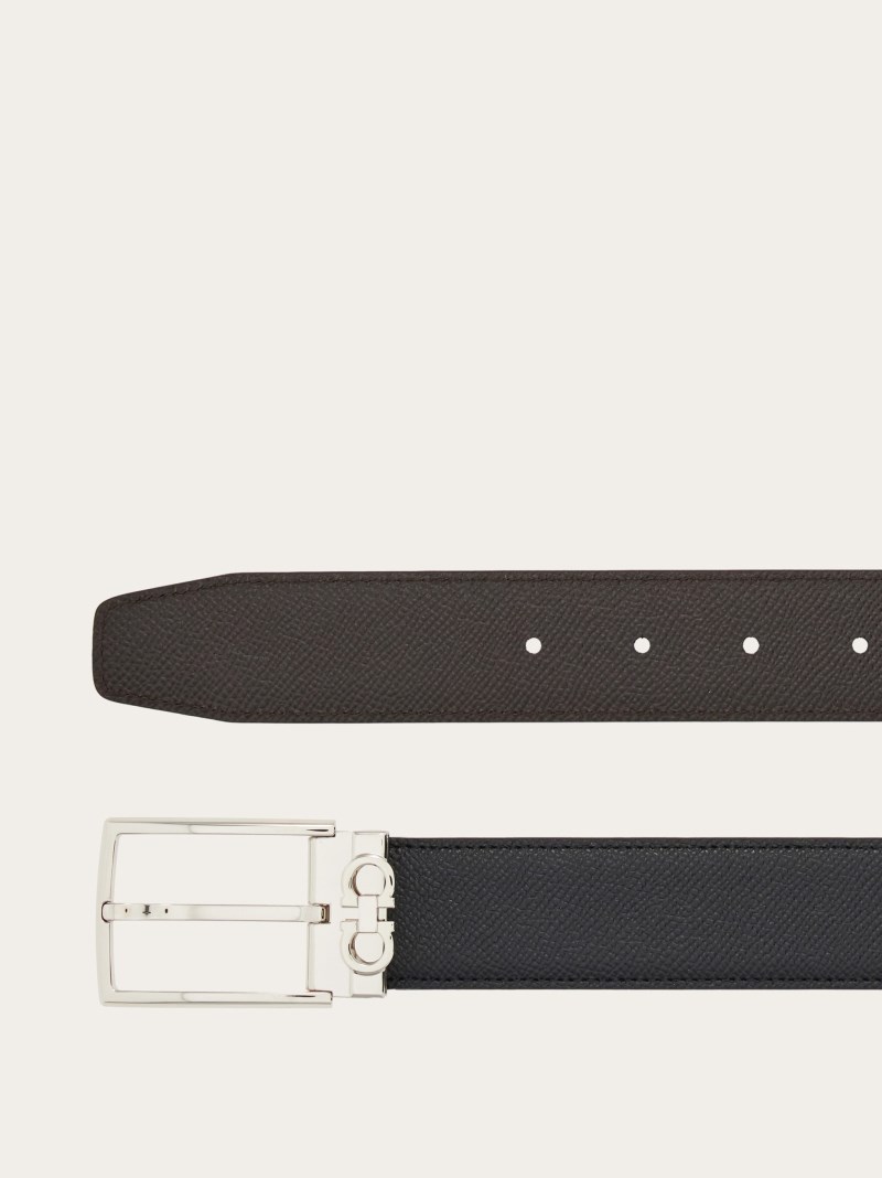Ferragamo | Men's Reversible And Adjustable Gancini Belt - Black/Testa Di Moro