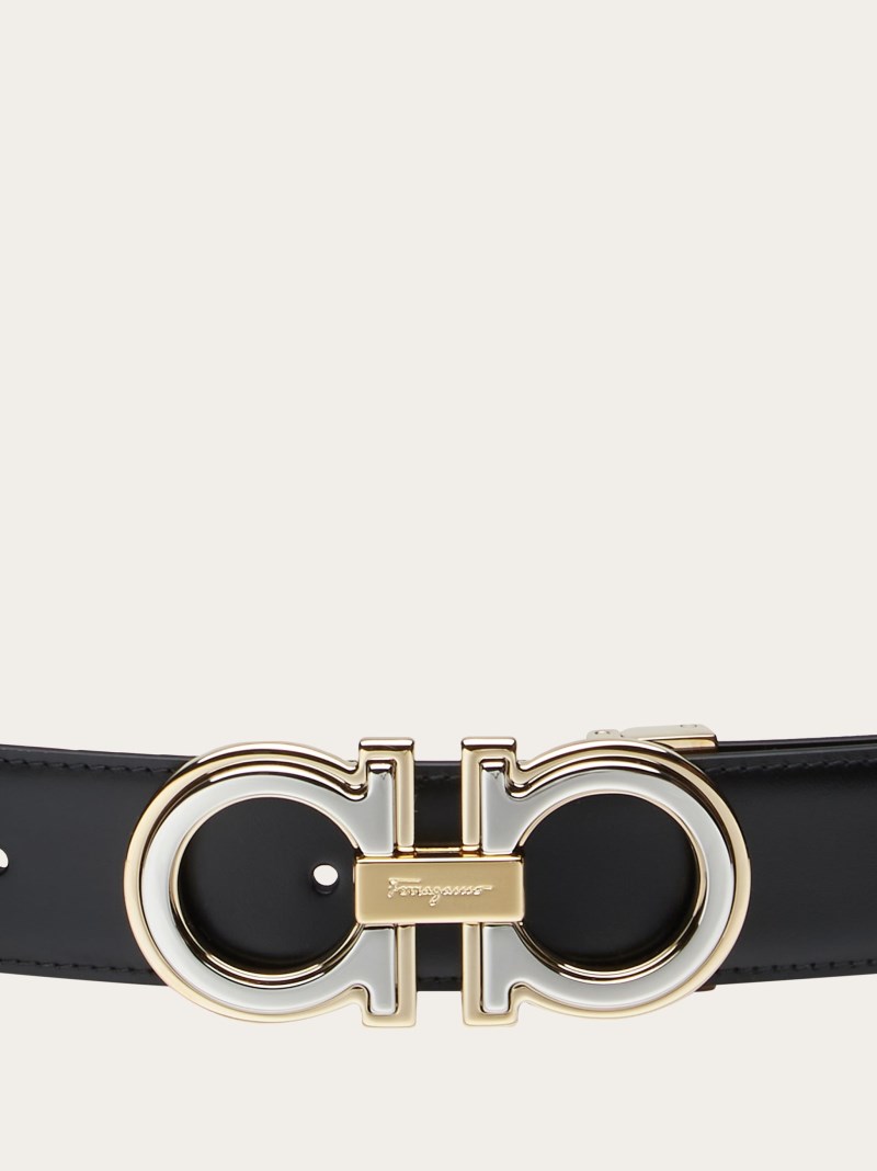 Ferragamo | Men's Reversible And Adjustable Gancini Belt - Black/Cocoa