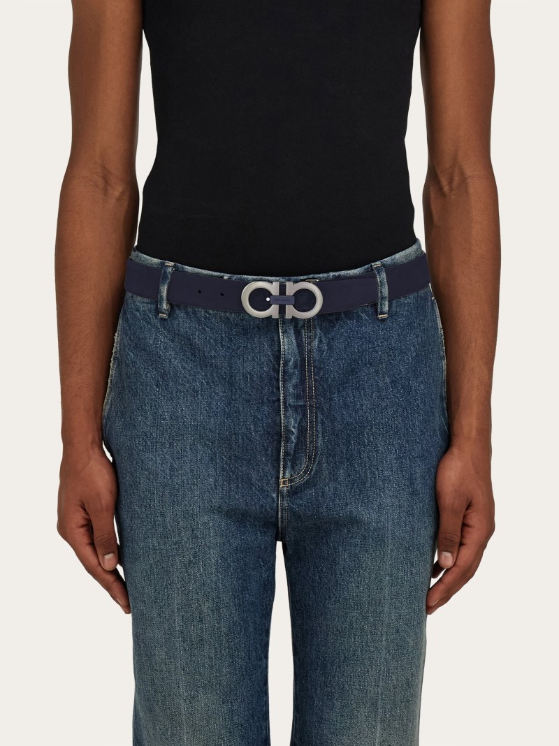 Ferragamo | Men's Adjustable Gancini Belt - Midnight Blue