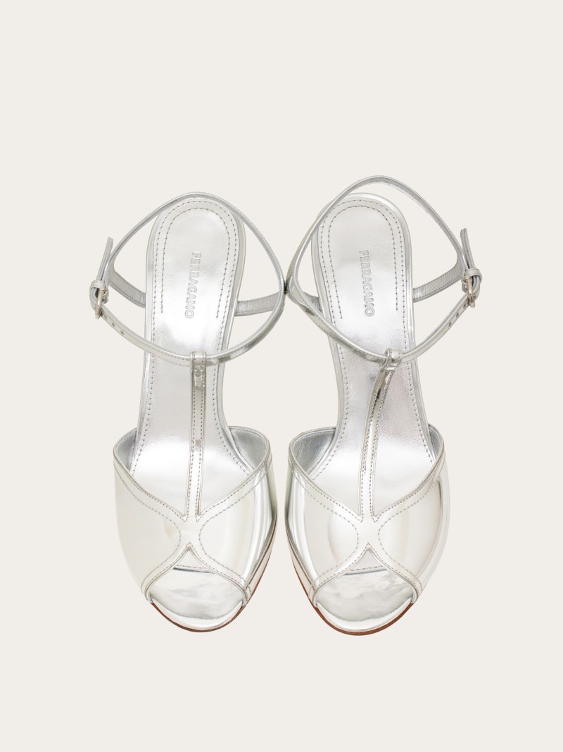 Ferragamo | Women's T-Strap Sandal - Silver