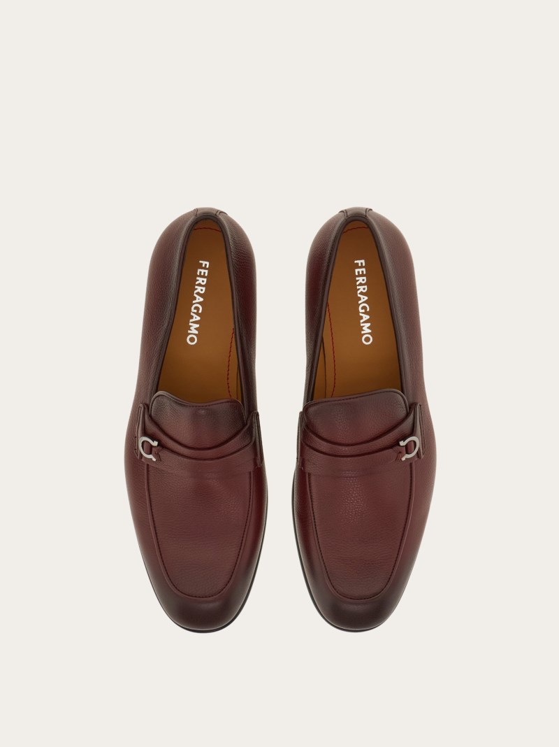 Ferragamo | Men's Moccasin With Gancini Ornament - Cordovan