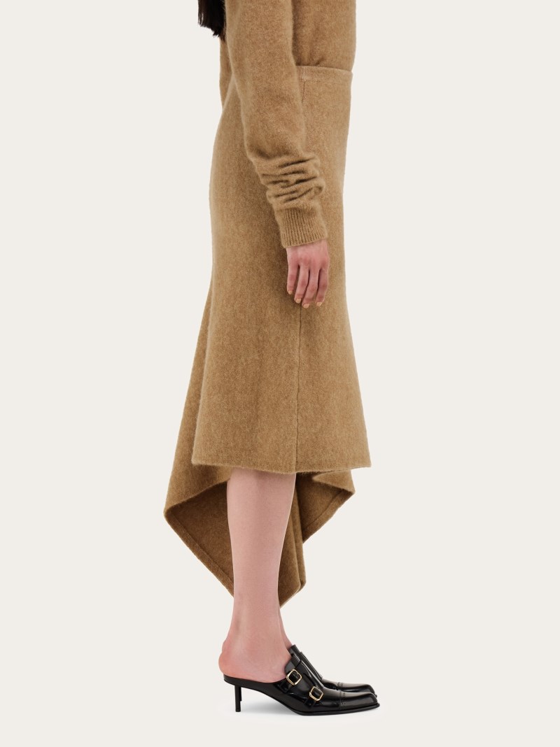 Ferragamo | Women's Asymmetric Alpaca And Silk Blend Skirt - Nude