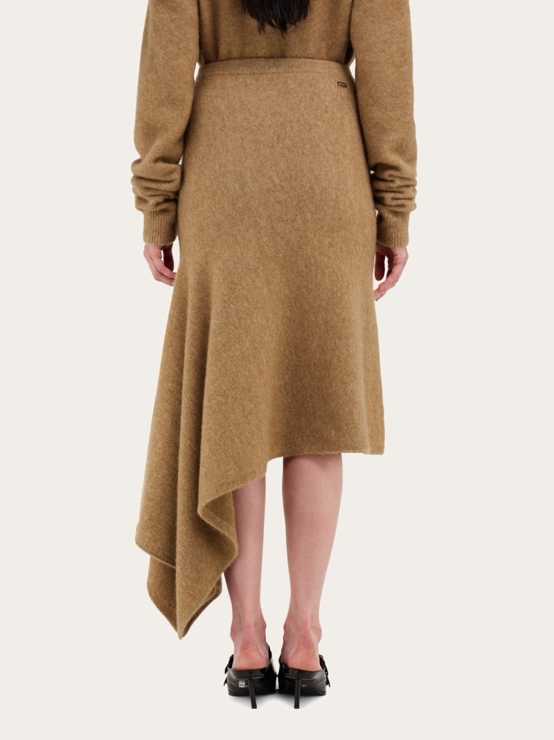 Ferragamo | Women's Asymmetric Alpaca And Silk Blend Skirt - Nude