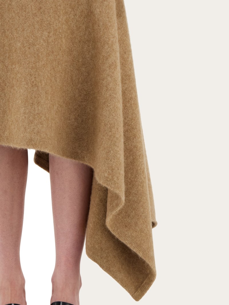 Ferragamo | Women's Asymmetric Alpaca And Silk Blend Skirt - Nude