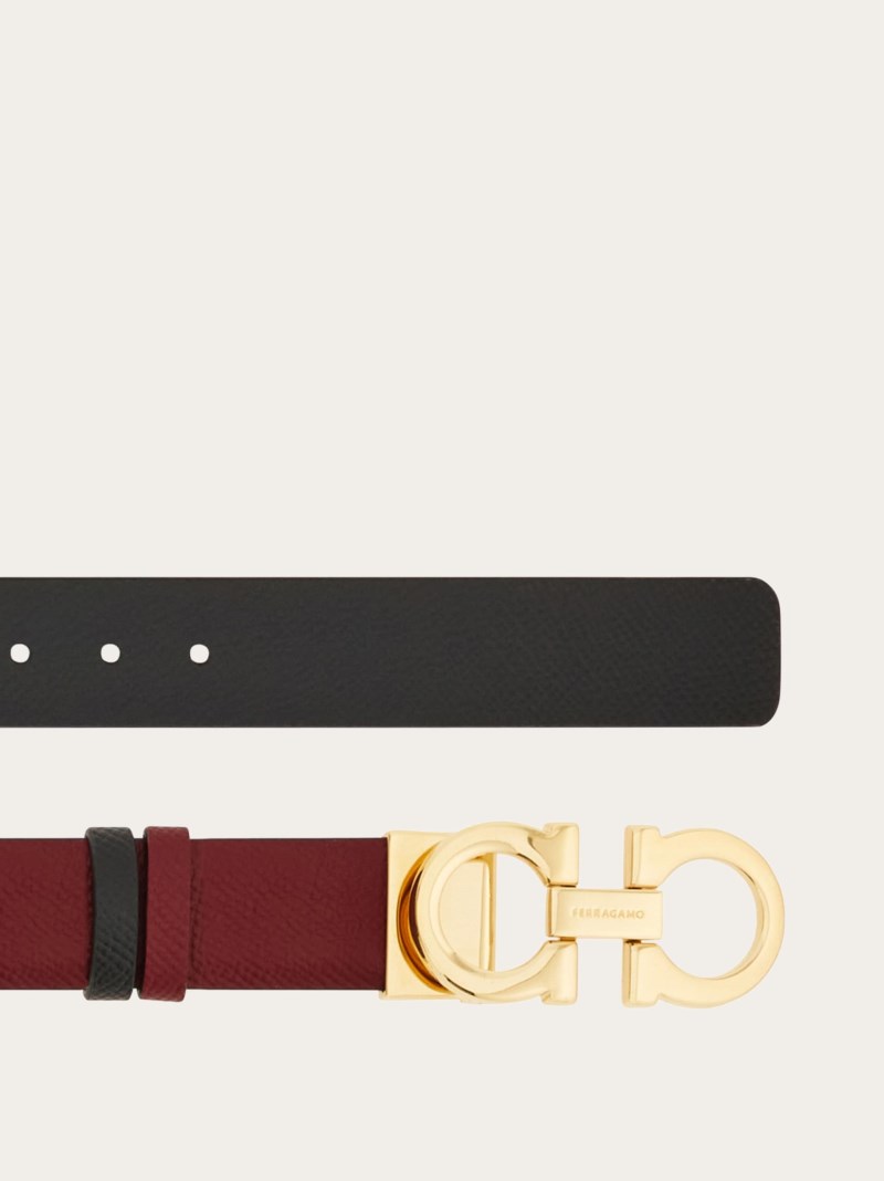 Ferragamo | Women's Adjustable And Reversible Gancini Belt - Burgundy/Black