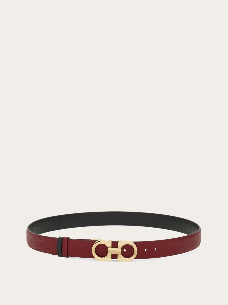 Ferragamo | Women's Adjustable And Reversible Gancini Belt - Burgundy/Black