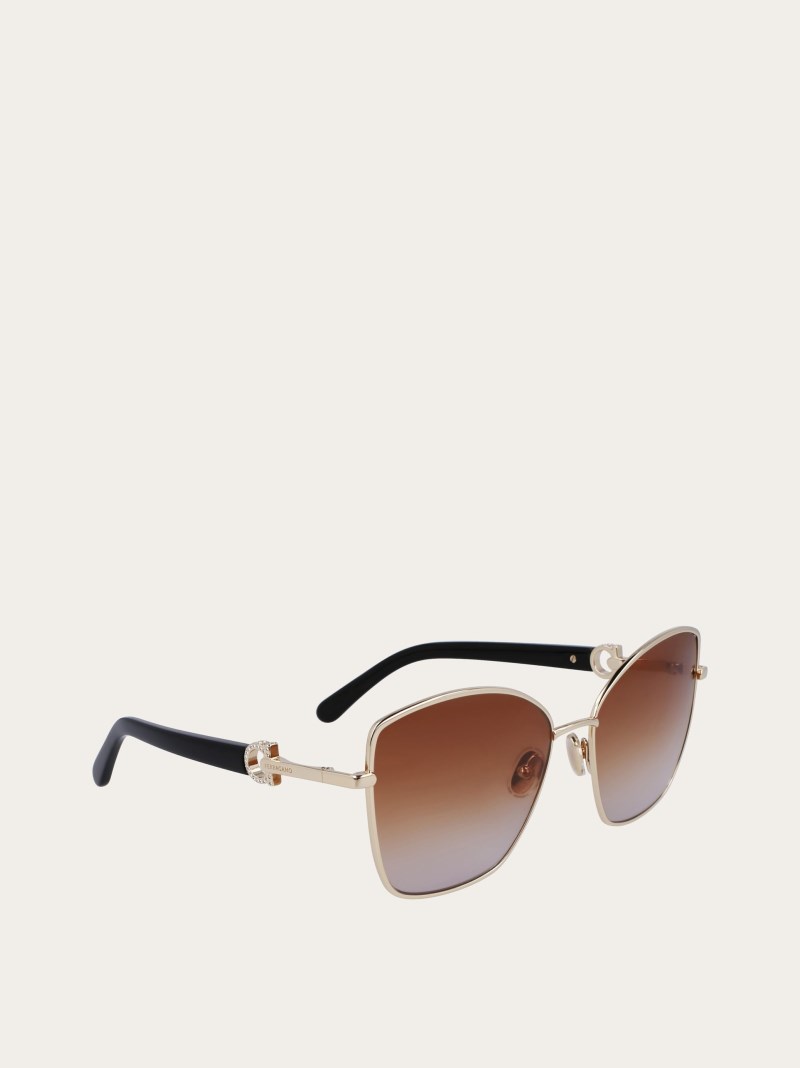 Ferragamo | Women's Sunglasses - Gold/Gradient Brown