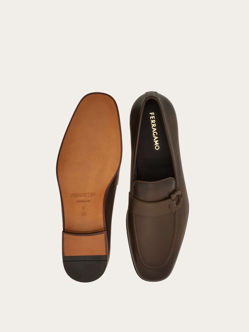 Ferragamo | Men's Gancini Loafer - Cement