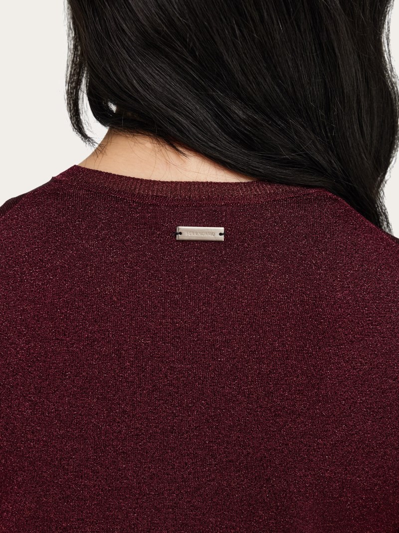 Ferragamo | Women's Lurex Longline Cardigan - Oxblood Lurex