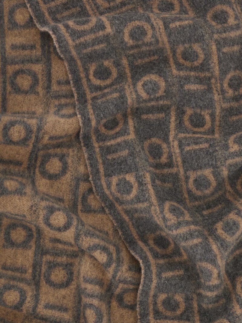 Ferragamo | Men's Monogram Scarf - Grey/Camel