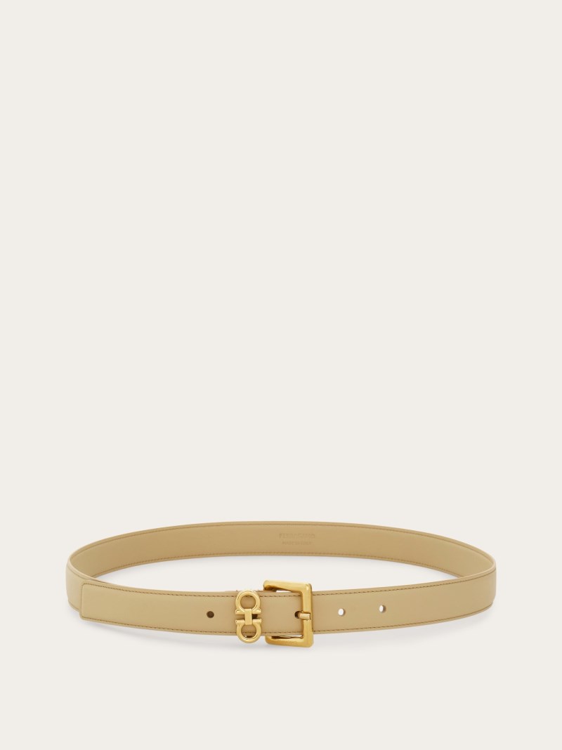 Ferragamo | Women's Double Gancini Fixed Belt - Stone