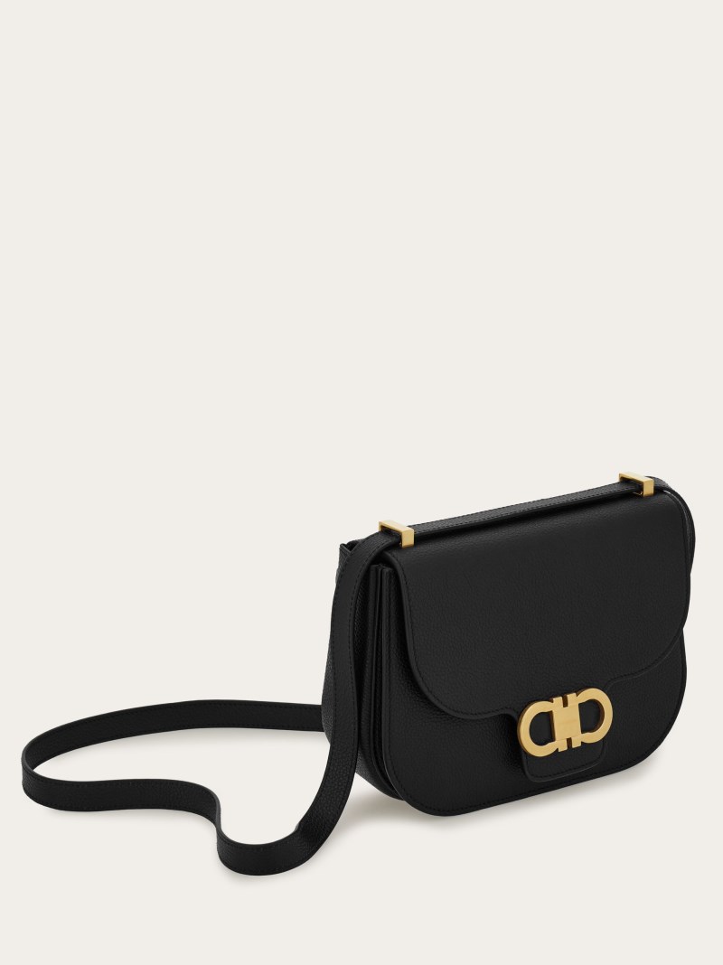 Ferragamo | Women's Double Gancini Crossbody Bag - Black