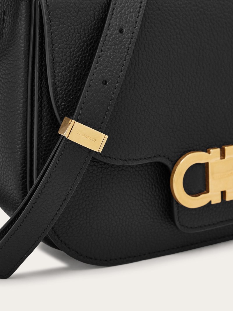 Ferragamo | Women's Double Gancini Crossbody Bag - Black