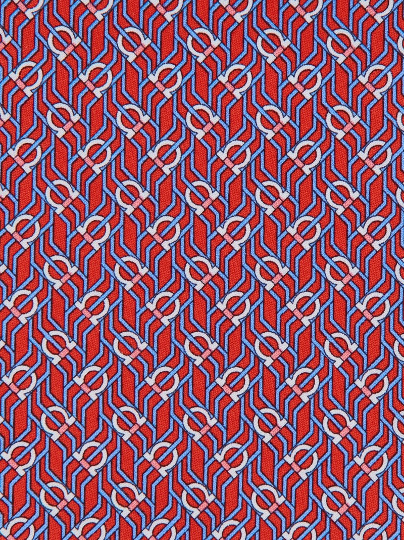 Ferragamo | Men's Tetris Print Silk Tie - Red
