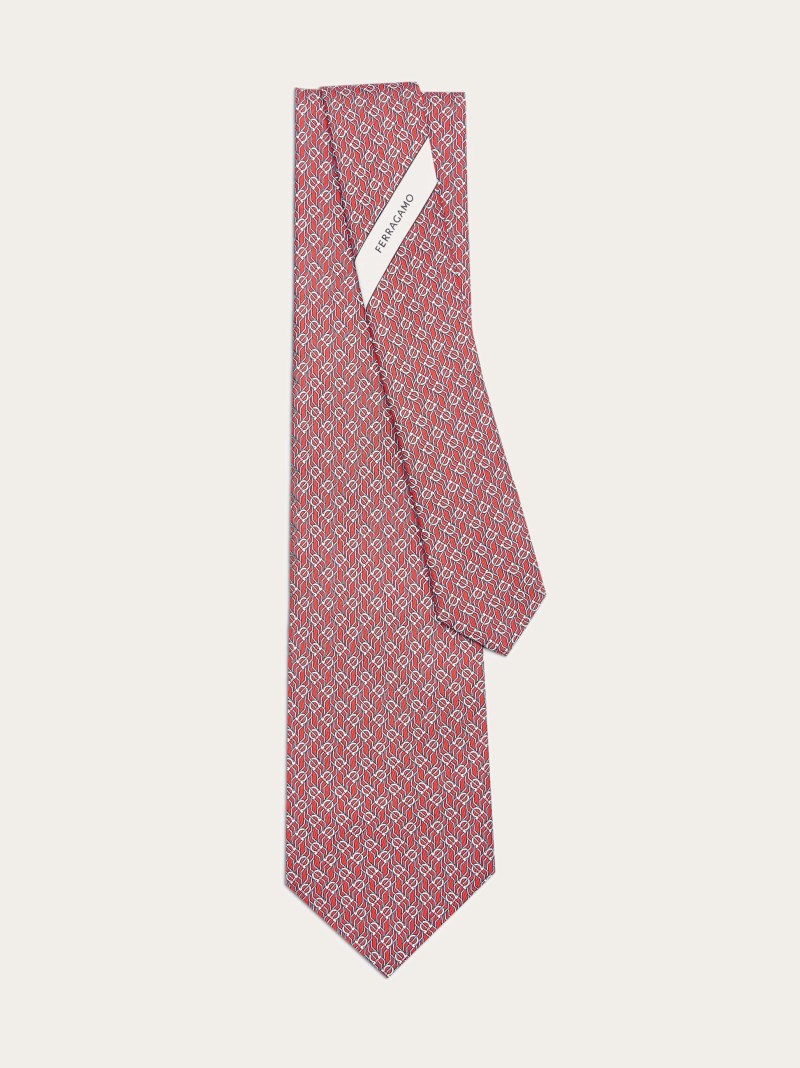 Ferragamo | Men's Tetris Print Silk Tie - Red