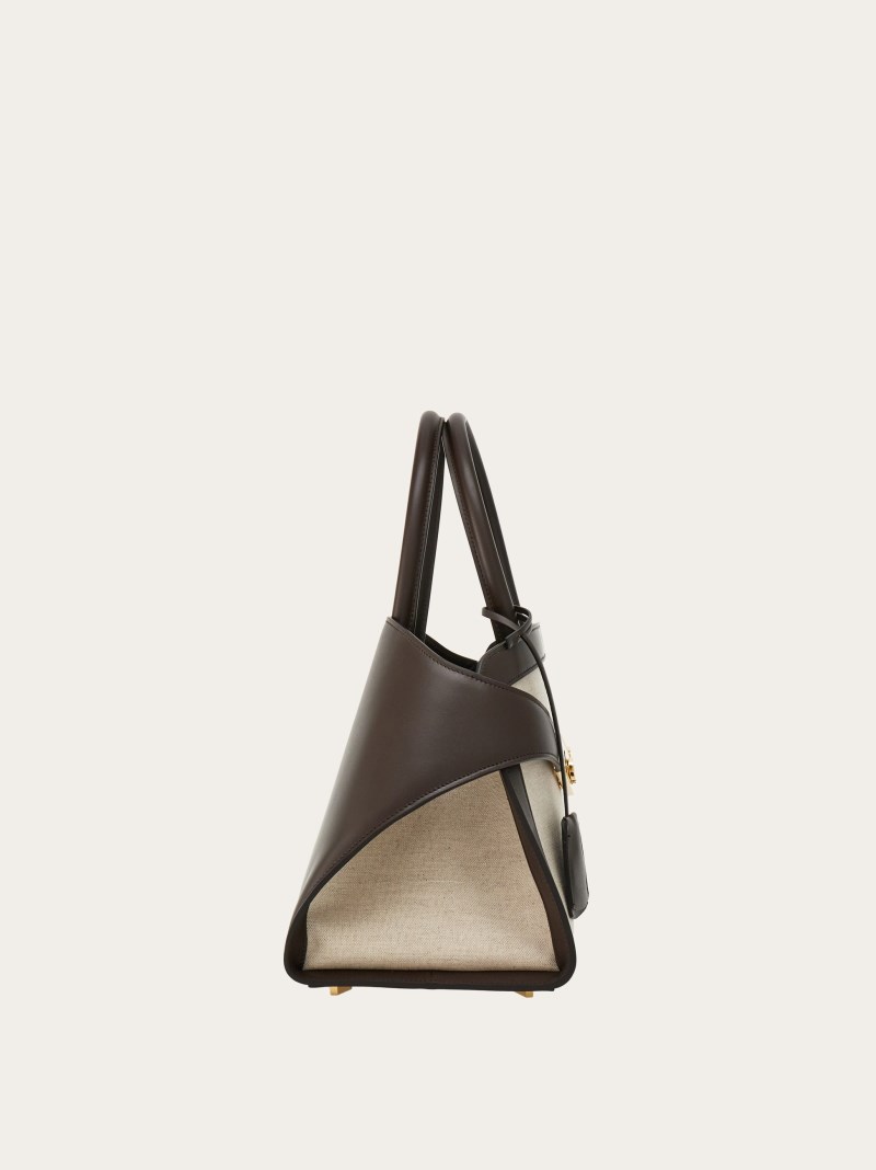 Ferragamo | Women's Hug Bicolor Handbag - Natural/Testa Di Moro