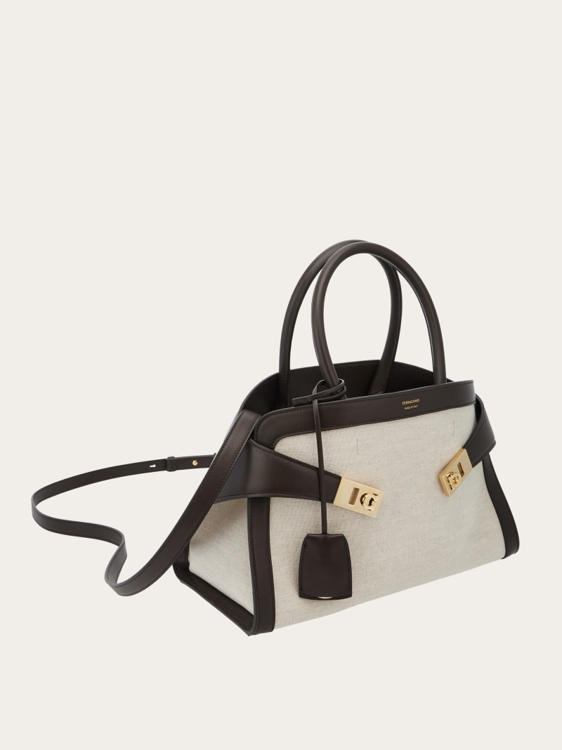 Ferragamo | Women's Hug Bicolor Handbag - Natural/Testa Di Moro