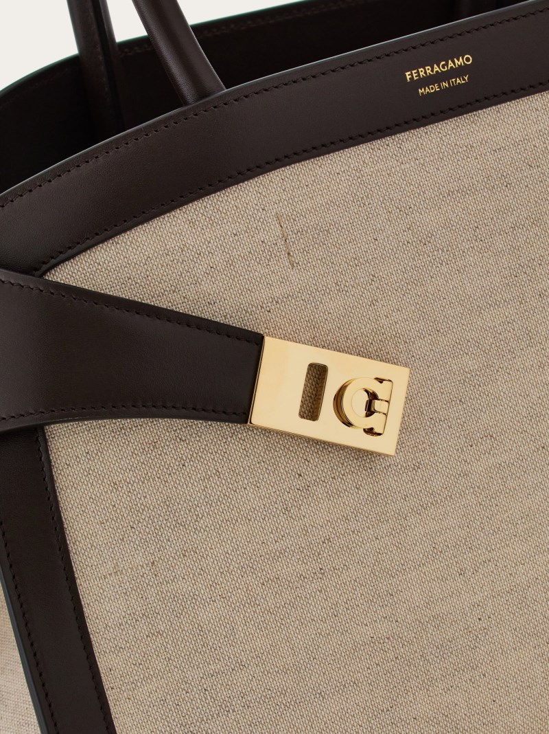 Ferragamo | Women's Hug Bicolor Handbag - Natural/Testa Di Moro