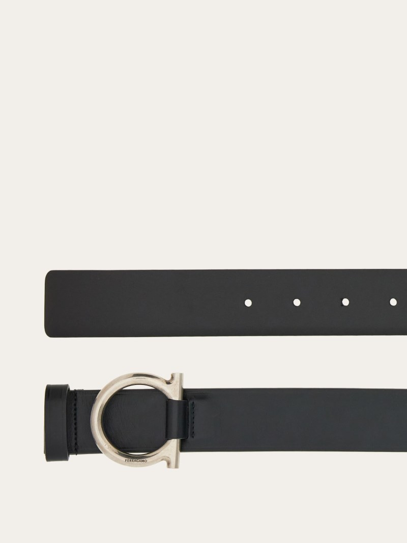 Ferragamo | Men's Fixed Belt With Gancini Buckle - Black