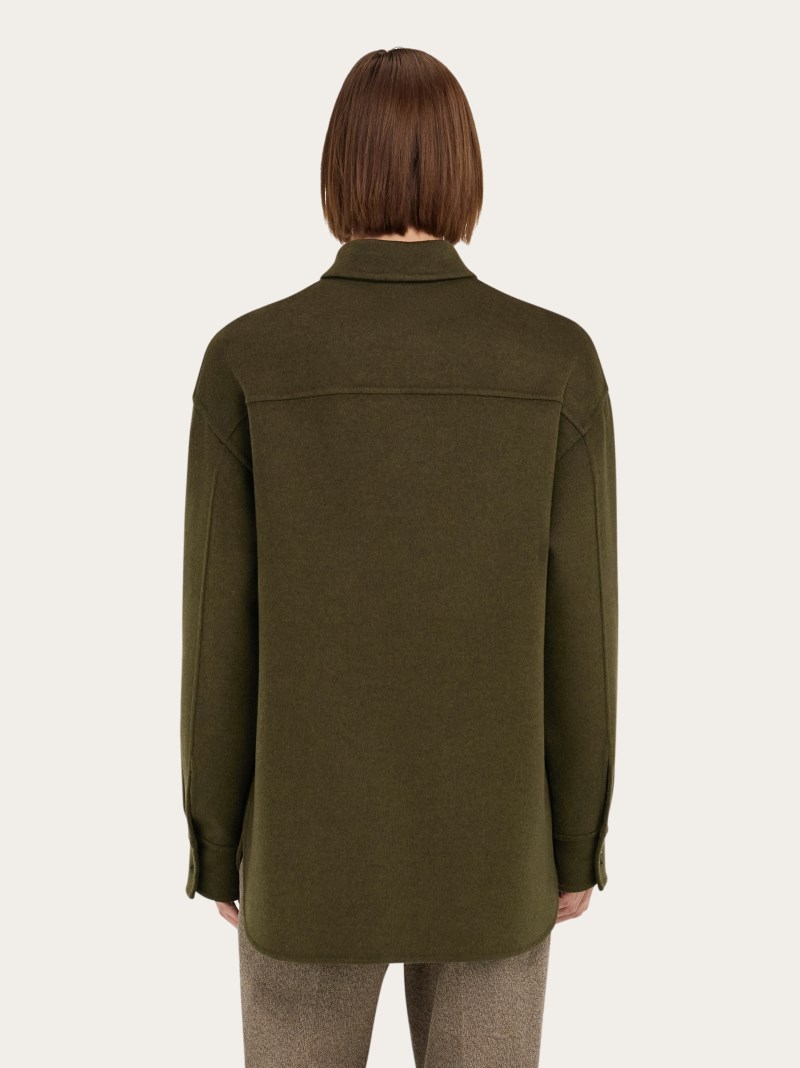 Ferragamo | Men's Cashmere-Blend Over Shirt - Olive Green