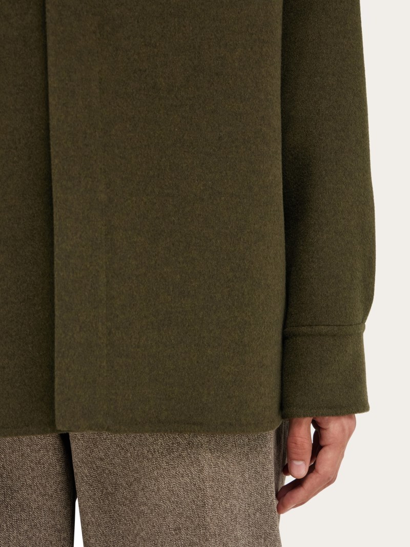 Ferragamo | Men's Cashmere-Blend Over Shirt - Olive Green