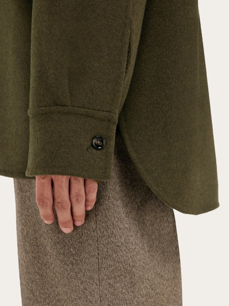 Ferragamo | Men's Cashmere-Blend Over Shirt - Olive Green
