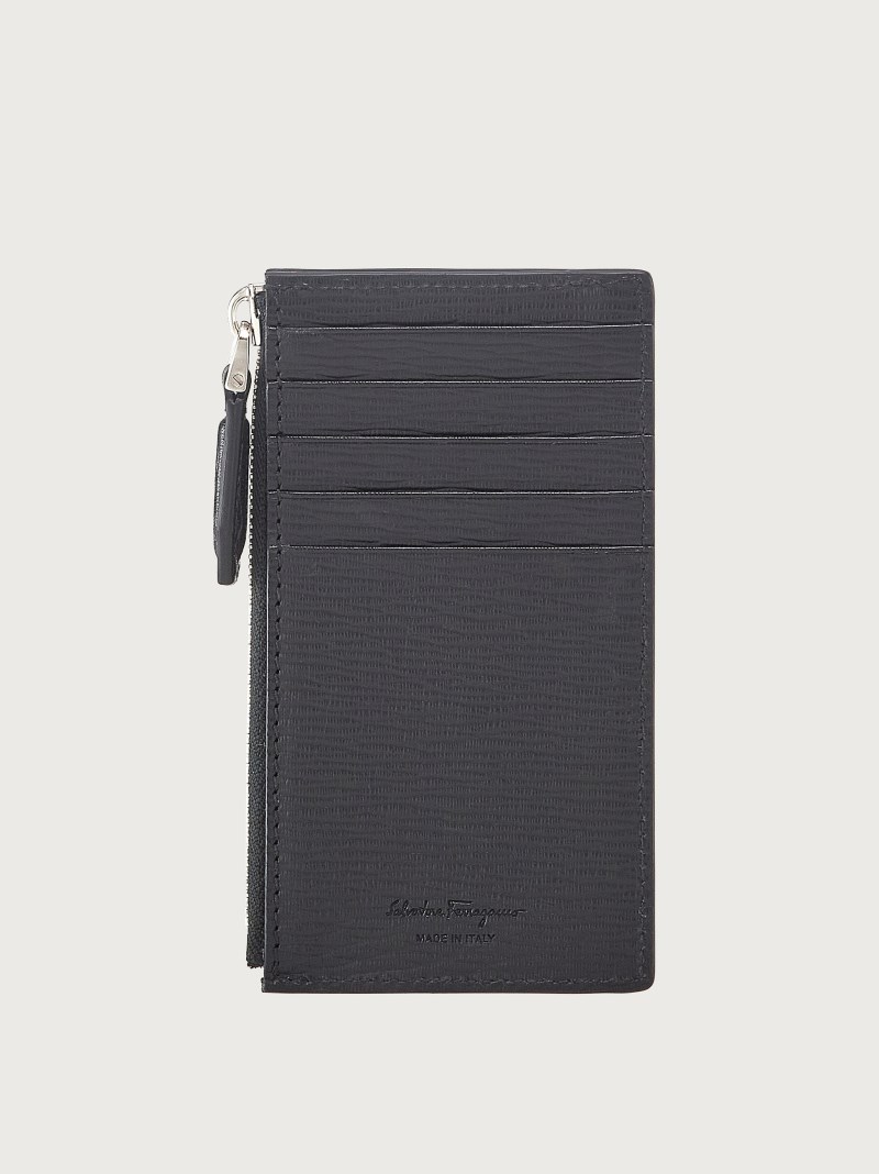 Ferragamo | Men's Gancini Credit Card Holder - Black/Ferragamo Red