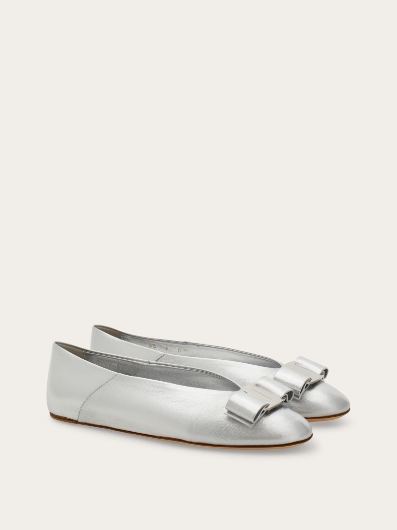 Ferragamo | Women's Vara Bow Ballet Flat - Silver