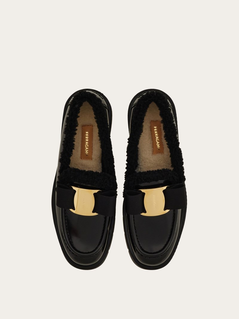 Ferragamo | Women's Merino Wool Lined Vara Bow Loafer - Black