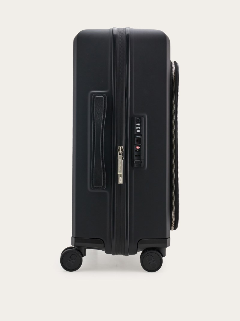 Ferragamo | Men's Trolley With Embossed Gancini Pattern - Black