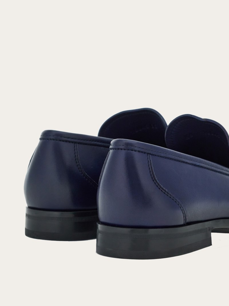 Ferragamo | Men's Moccasin With Gancini Ornament - Midnight Blue