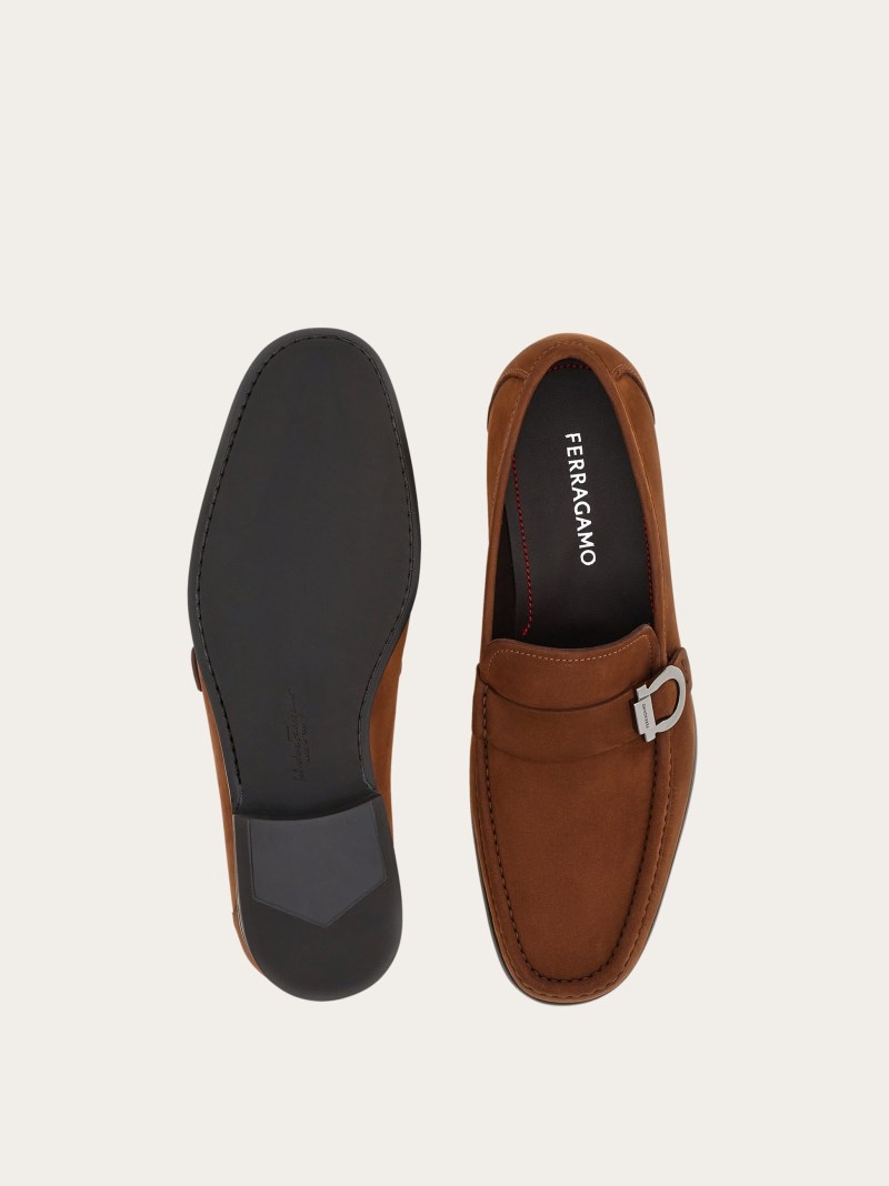Ferragamo | Men's Moccasin With Gancini Ornament - Brown