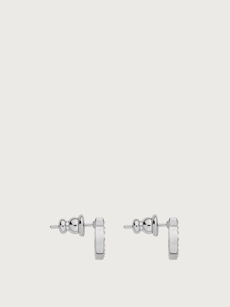 Ferragamo | Women's Gancini Crystals Earrings - Palladium (S)