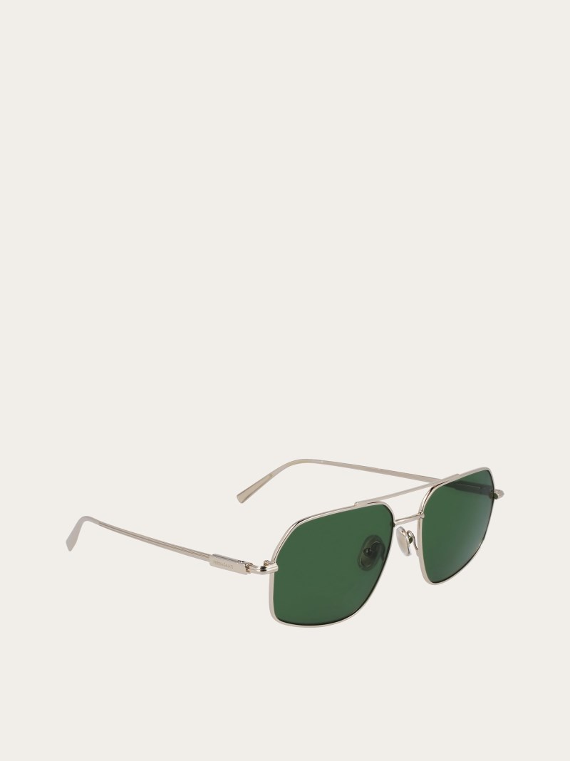 Ferragamo | Men's Sunglasses - Light Gold/Green