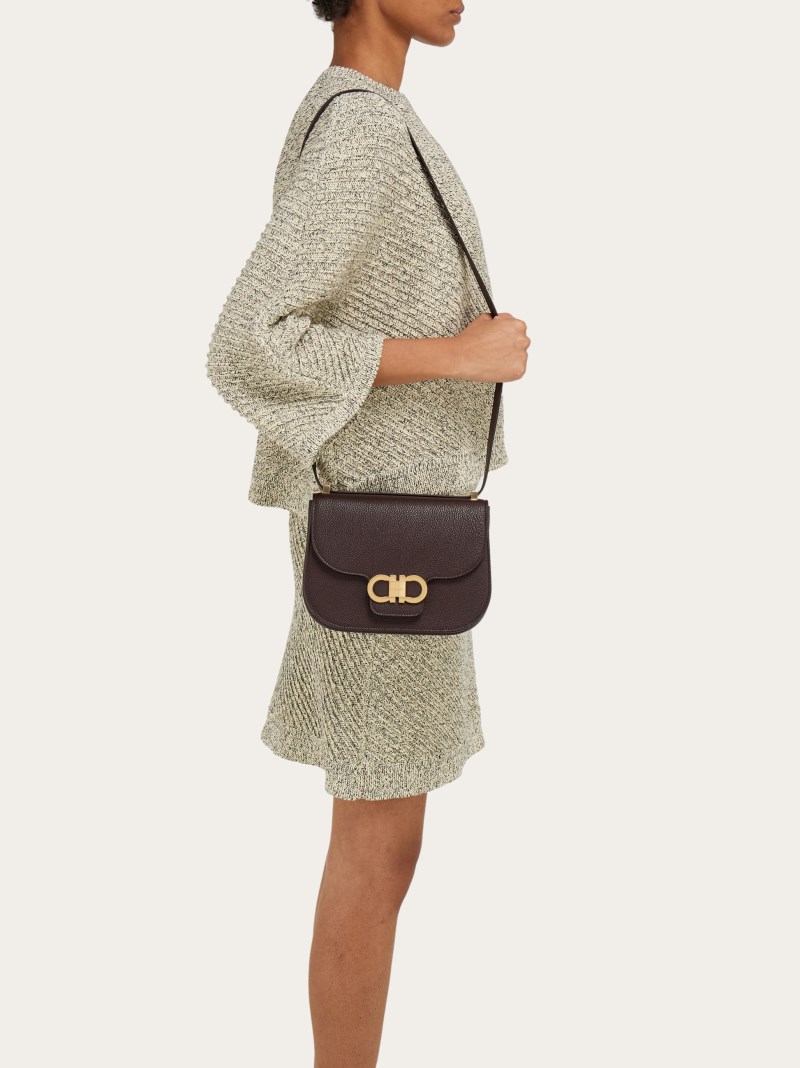 Ferragamo | Women's Double Gancini Crossbody Bag - Oxblood