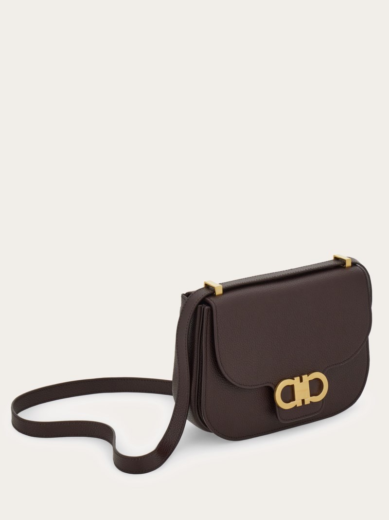 Ferragamo | Women's Double Gancini Crossbody Bag - Oxblood