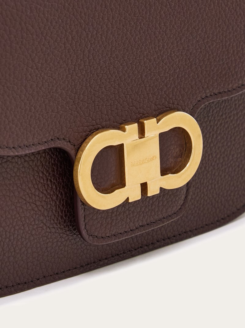 Ferragamo | Women's Double Gancini Crossbody Bag - Oxblood