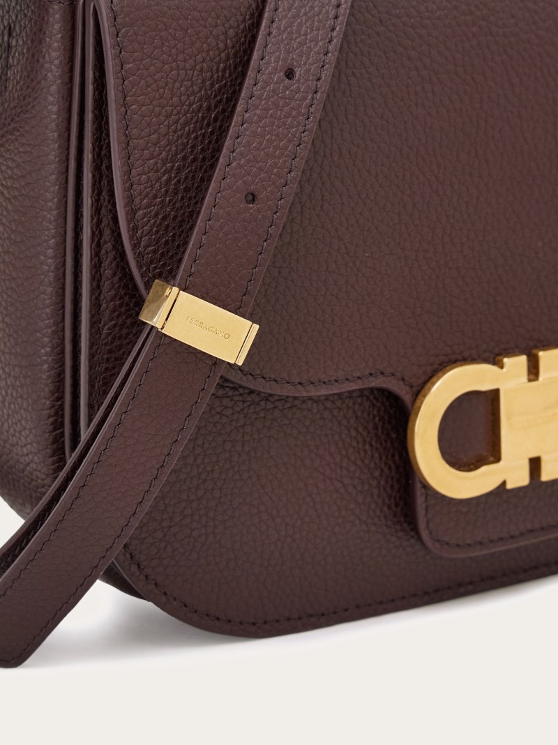 Ferragamo | Women's Double Gancini Crossbody Bag - Oxblood