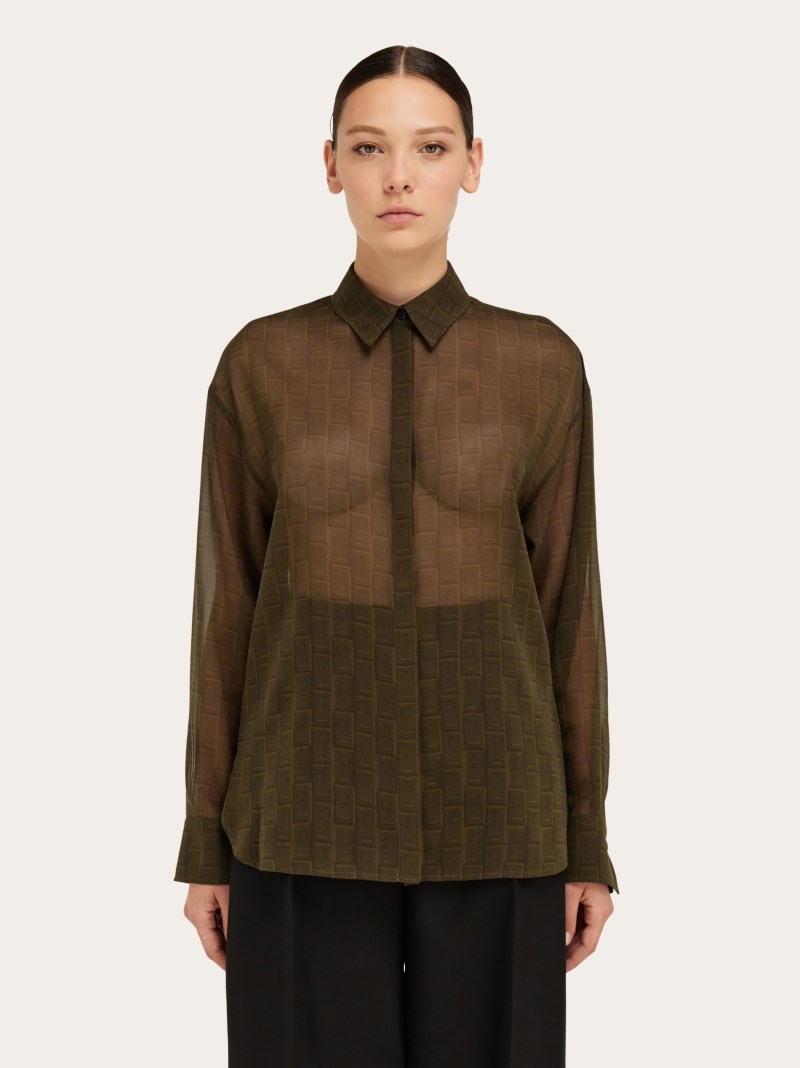 Ferragamo | Women's Monogram Shirt - Olive Green