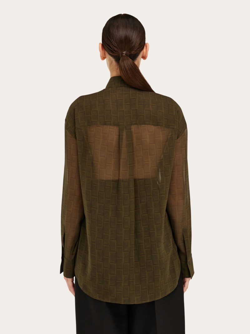 Ferragamo | Women's Monogram Shirt - Olive Green
